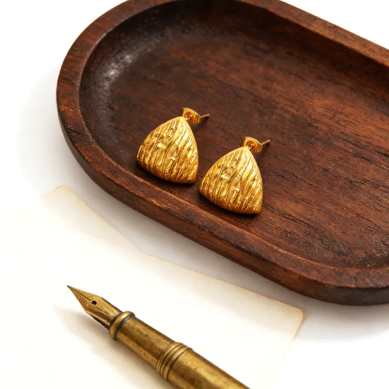 Aurora Gold Sculpted Statement Earrings | Waterproof Textured Gold Stud Earrings