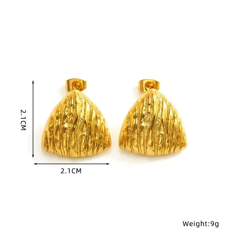 Aurora Gold Sculpted Statement Earrings | Waterproof Textured Gold Stud Earrings