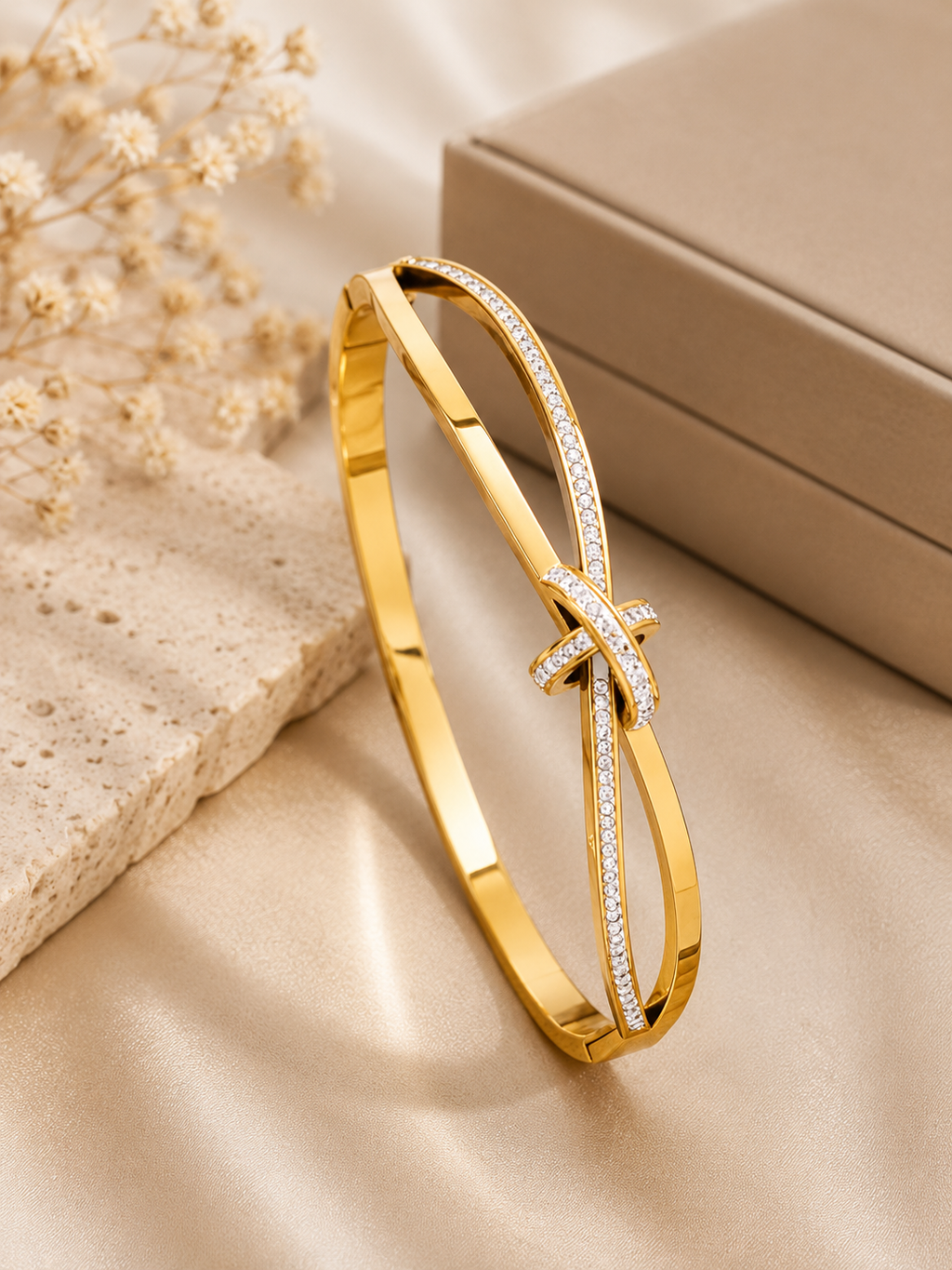 Infinity Crystal Knot Gold Waterproof Bracelet