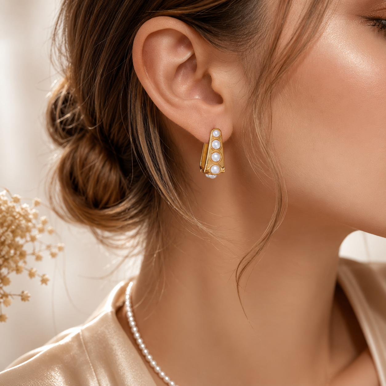 Luna Pearl Huggie Earrings | Waterproof 18K Gold Plated Earrings | Aurelia Co.