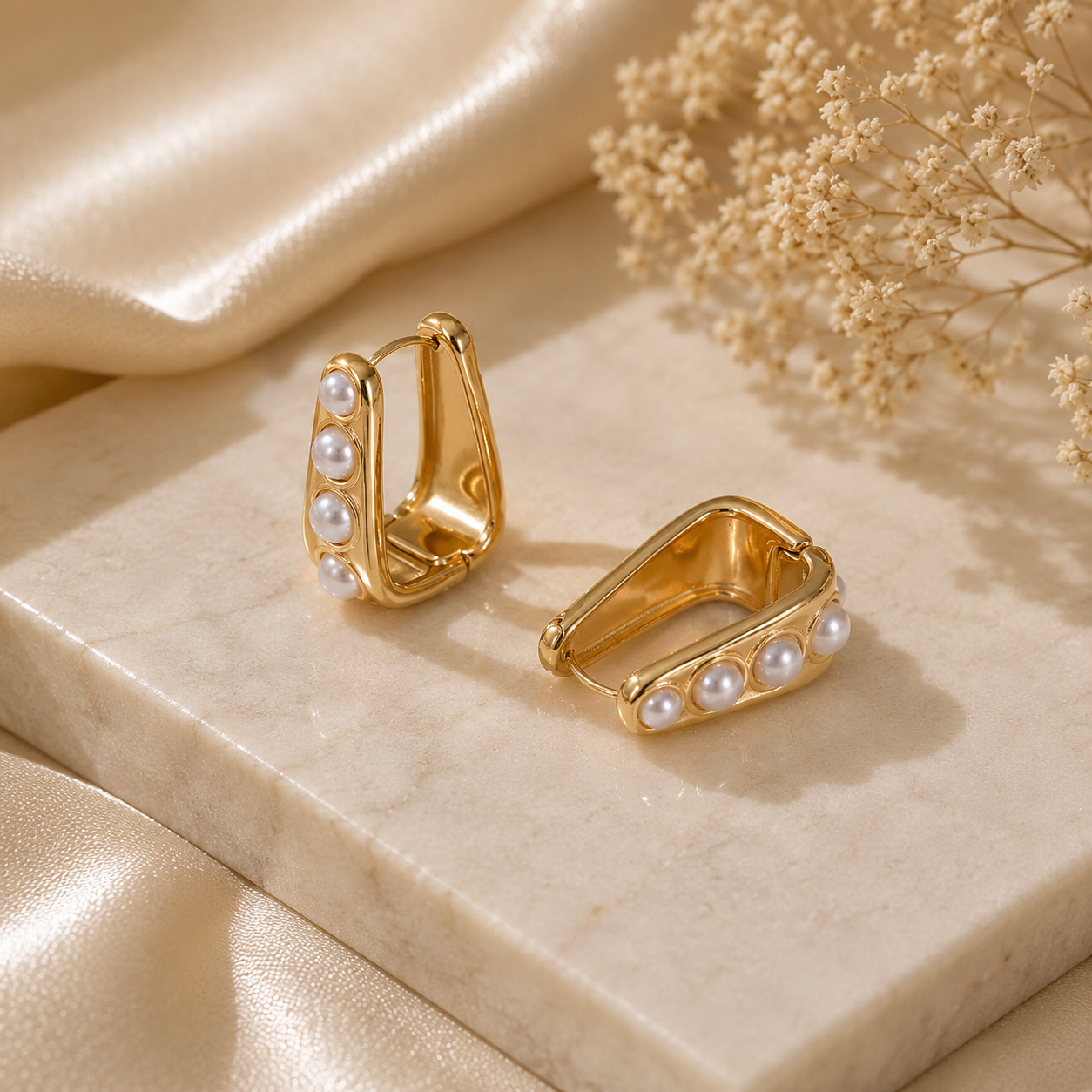 Luna Pearl Huggie Earrings | Waterproof 18K Gold Plated Earrings | Aurelia Co.
