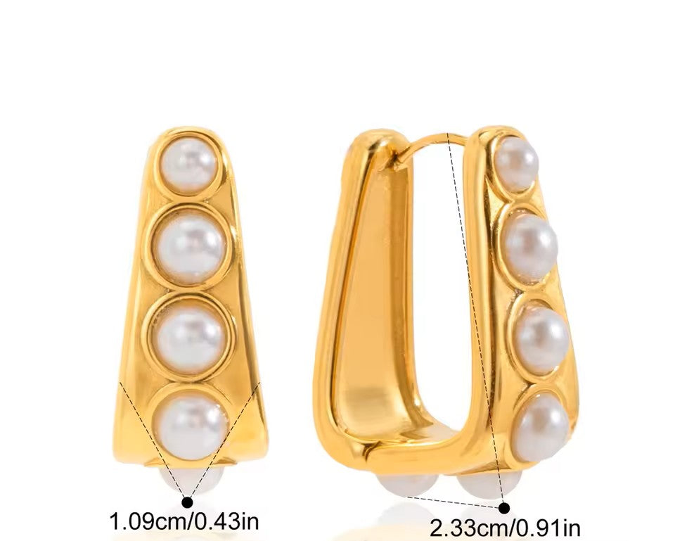 Luna Pearl Huggie Earrings | Waterproof 18K Gold Plated Earrings | Aurelia Co.
