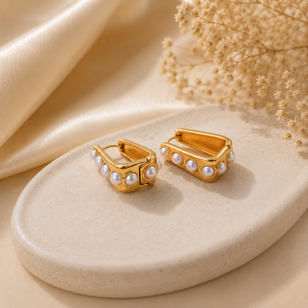 Luna Pearl Huggie Earrings | Waterproof 18K Gold Plated Earrings | Aurelia Co.