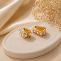 Luna Pearl Huggie Earrings | Waterproof 18K Gold Plated Earrings | Aurelia Co.
