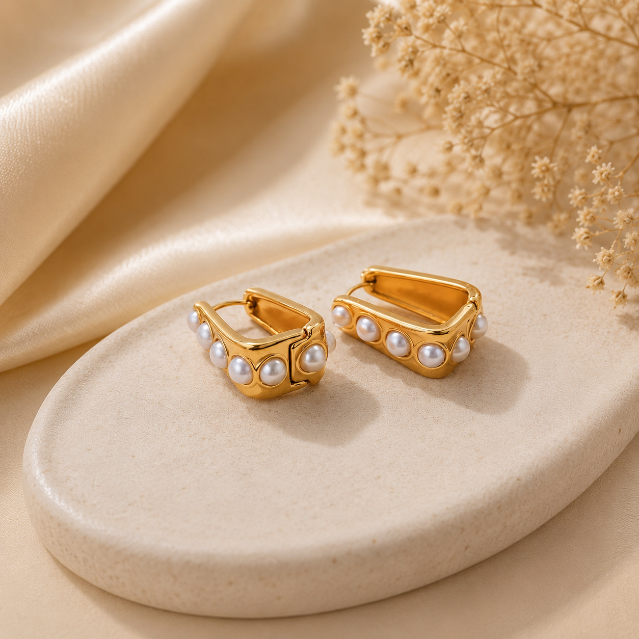 Luna Pearl Huggie Earrings | Waterproof 18K Gold Plated Earrings | Aurelia Co.