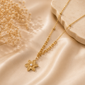 Moon And Natural Stone Inlay Pendant Necklace
