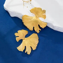 Gold Leaf Flower Elegant Earrings – Waterproof & Tarnish-Resistant