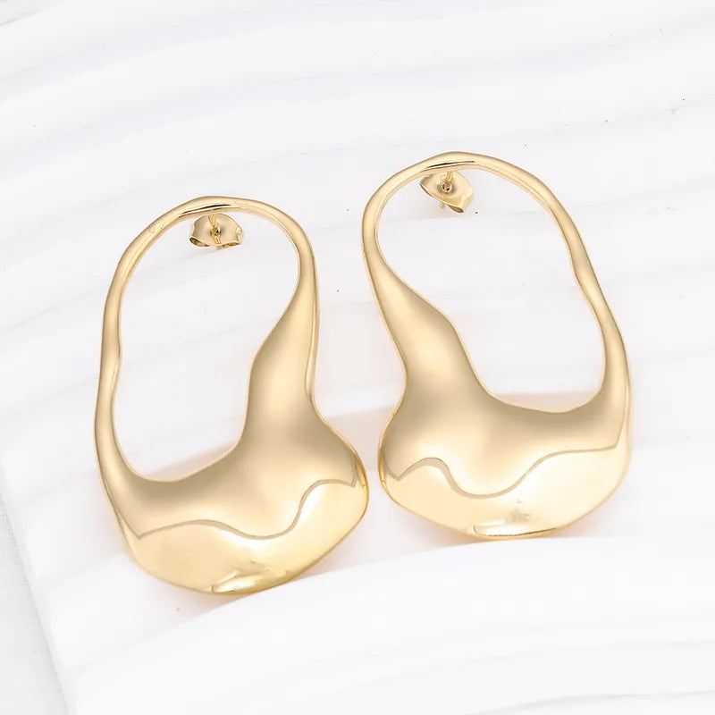 Molten Gold Sculptural Waterproof Hoop Earrings