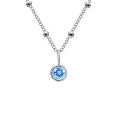 Birthstone March Sky Blue Crystal Pendant Necklace