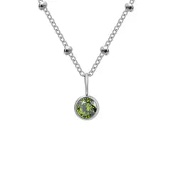 Birthstone August Light Green-Silver Pendant Necklace