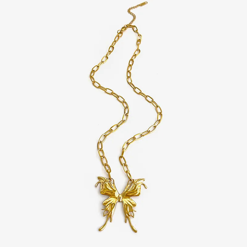 Exaggerated Leaf Flower Bow Knot Necklace
