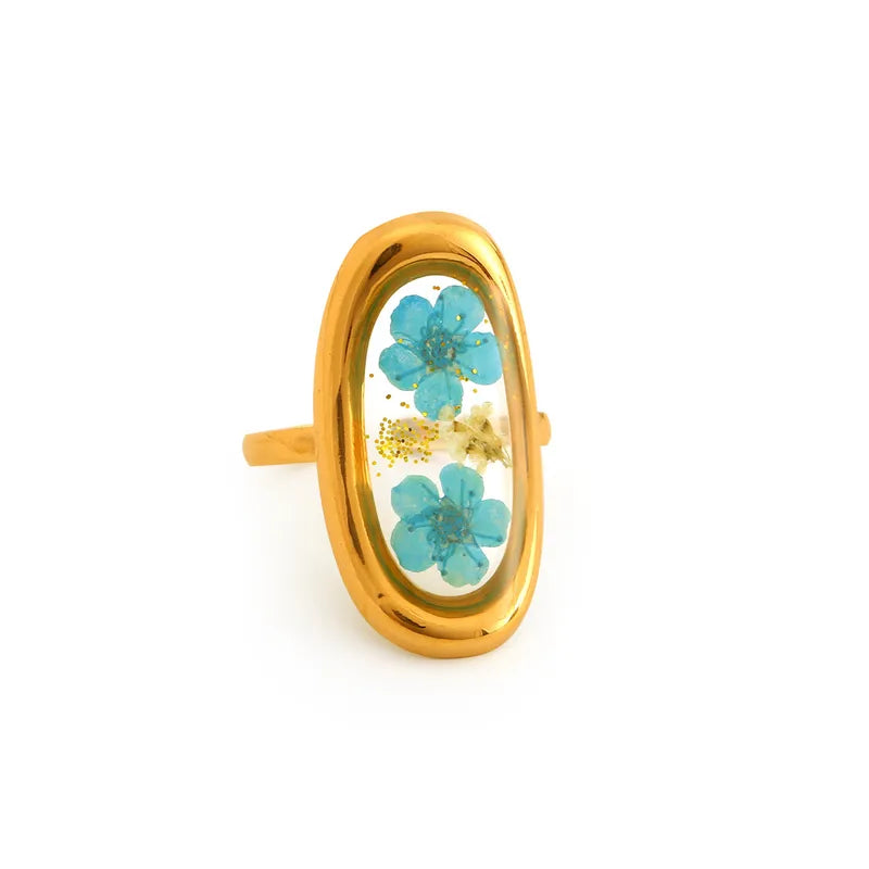 Gold Petal Resin Statement Ring | Elegant Floral Gold Fashion Jewellery