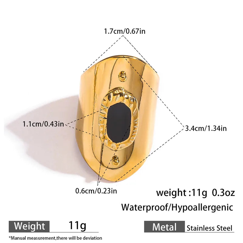 Midnight Luxe Signet Gold waterproof Ring