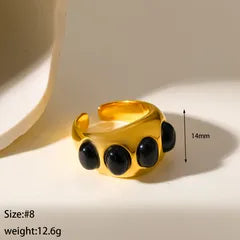 Aurum Oval Stone Waterproof Gold Ring