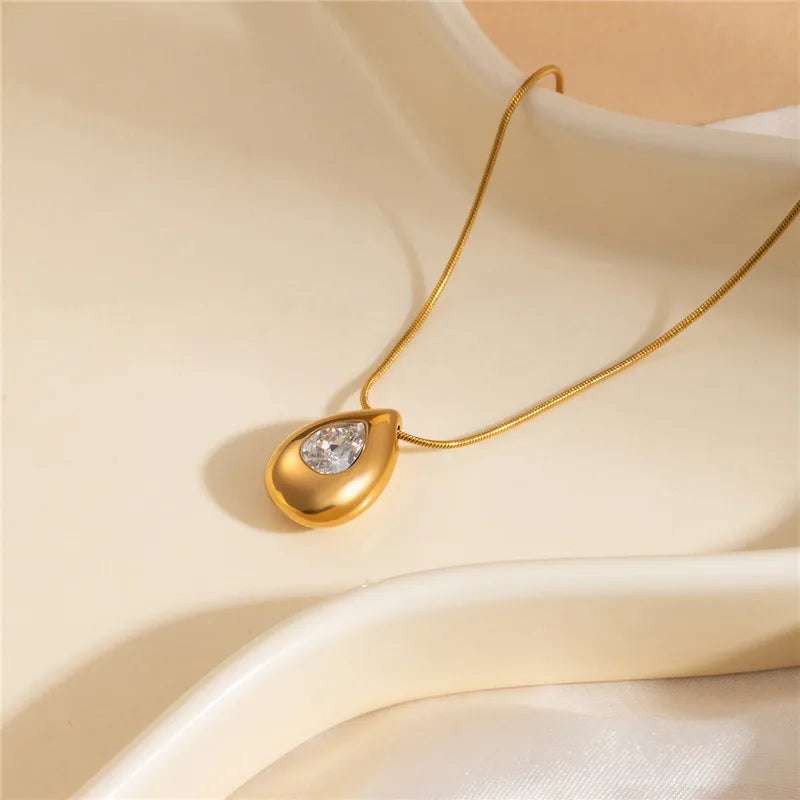 Crystal Teardrop Necklace | Waterproof | Aurelia Co.
