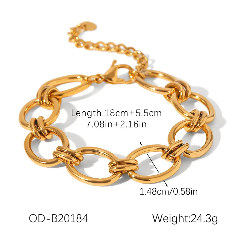 Noir Éclat Geo Chain Tarnish Free Gold Bracelet