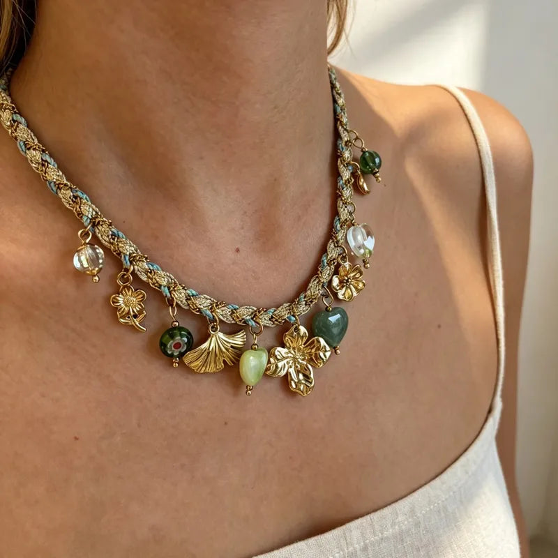 Golden Bloom Charms Necklace