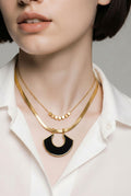 Noir Eclipse Layered Necklace | Waterproof Gold & Black Pendant Necklace | Aurelia Co Australia