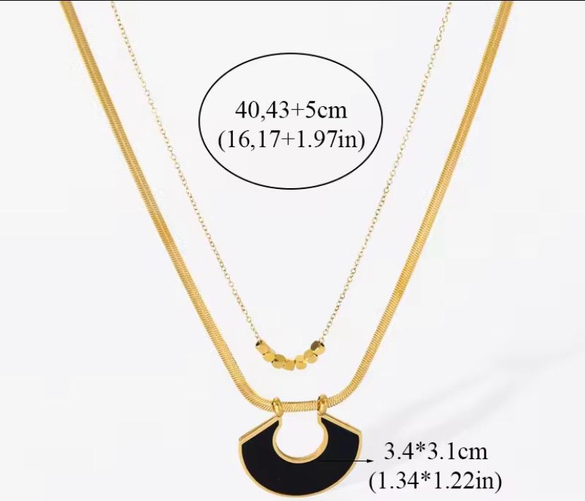 Noir Eclipse Layered Necklace | Waterproof Gold & Black Pendant Necklace | Aurelia Co Australia