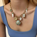 Ocean Multi-Charm Necklace – Gold Plated Seashell Statement Necklace