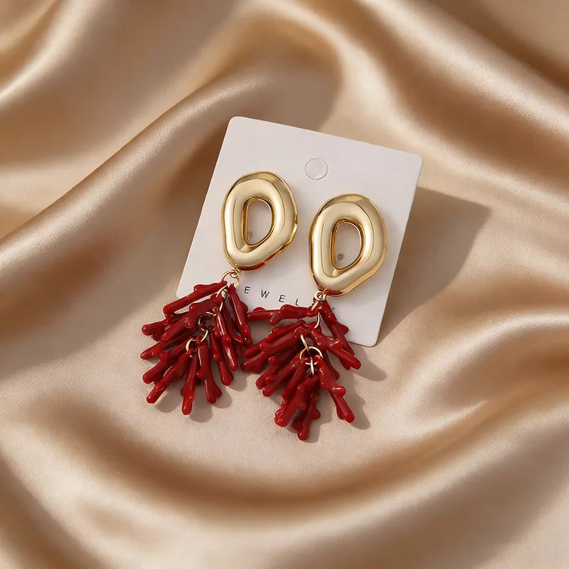 Red Ocean Tropical Acrylic Earrings