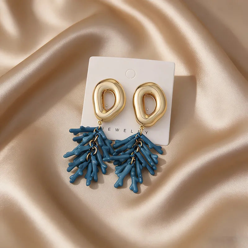 Blue Ocean Tropical Acrylic Earrings