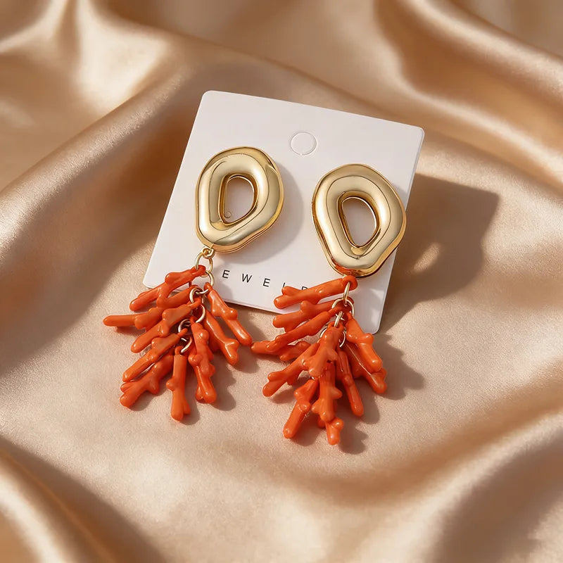 Orange Ocean Tropical Acrylic Earrings