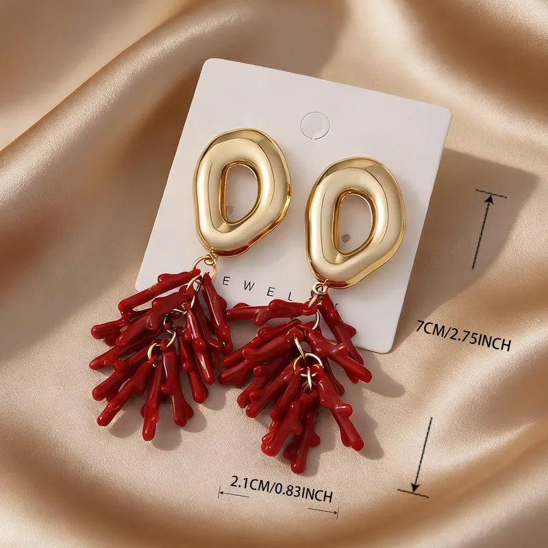 Red Ocean Tropical Acrylic Earrings