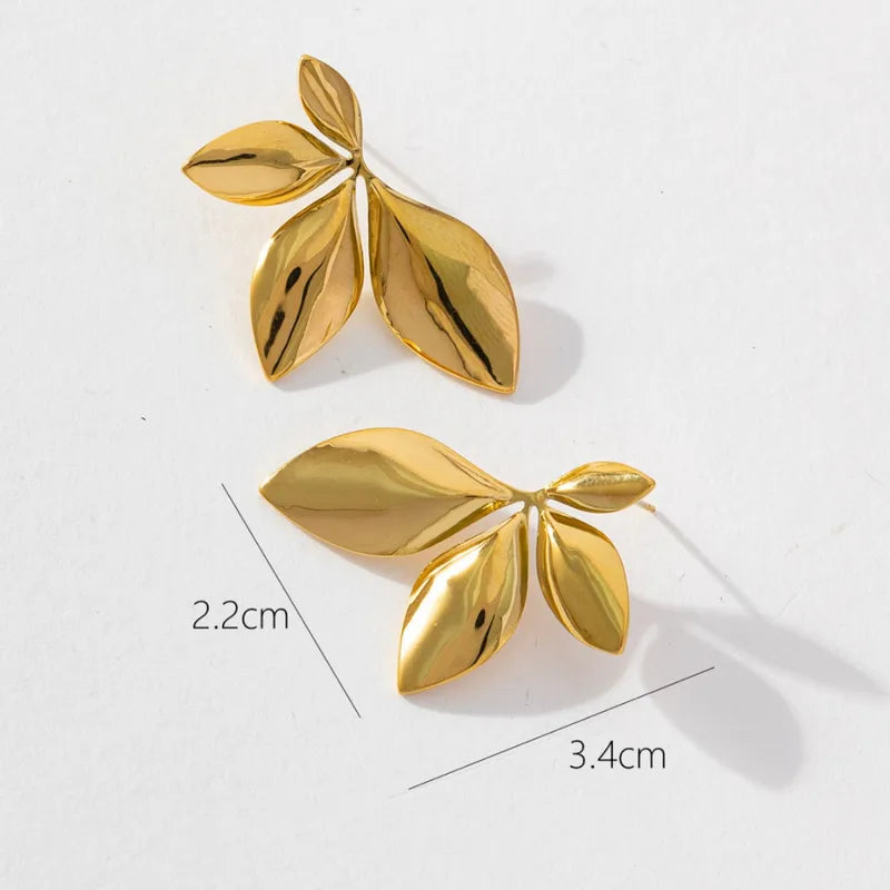 Gold Plated Leaf Dragonfly Style Hoop Earrings