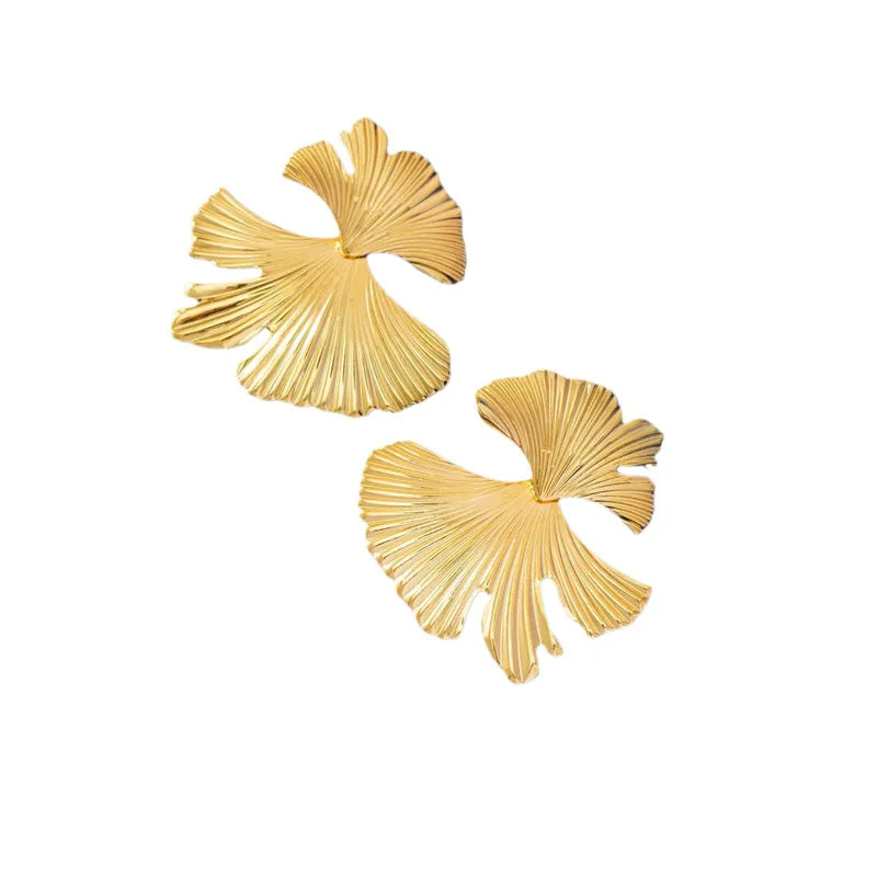 Gold Leaf Flower Elegant Earrings – Waterproof & Tarnish-Resistant