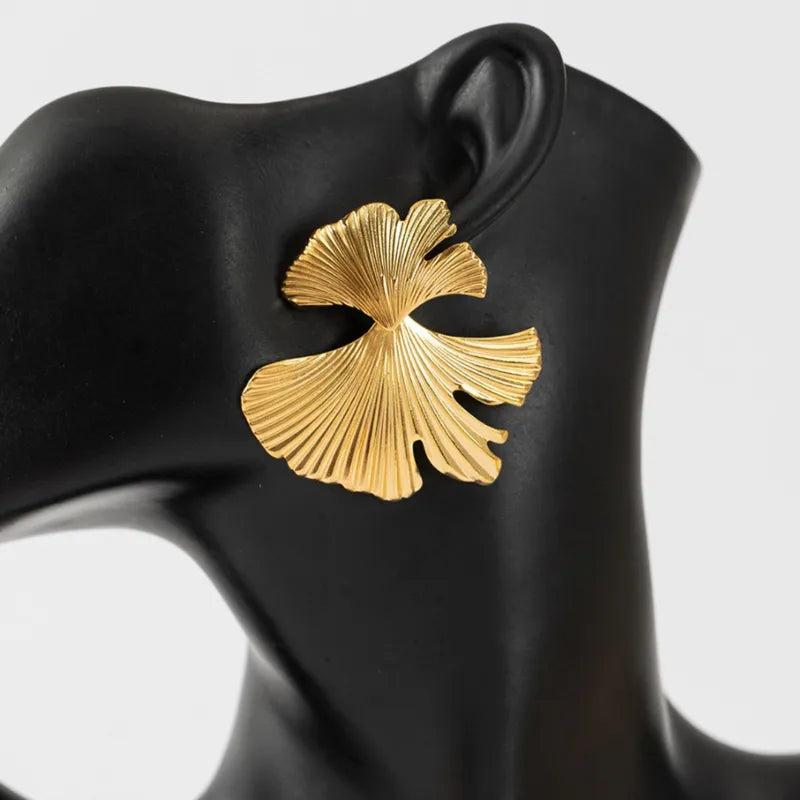 Gold Leaf Flower Elegant Earrings – Waterproof & Tarnish-Resistant