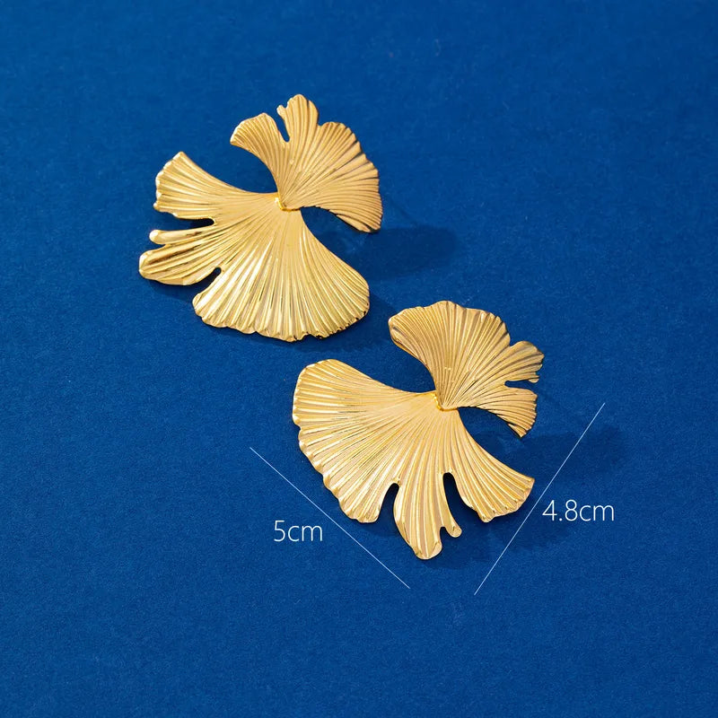 Gold Leaf Flower Elegant Earrings – Waterproof & Tarnish-Resistant