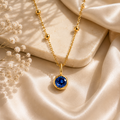 Birthstone September Blue Stone Gold Pendant Necklace