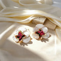 White Bloom Luxe Enamel Flower Stud Earrings