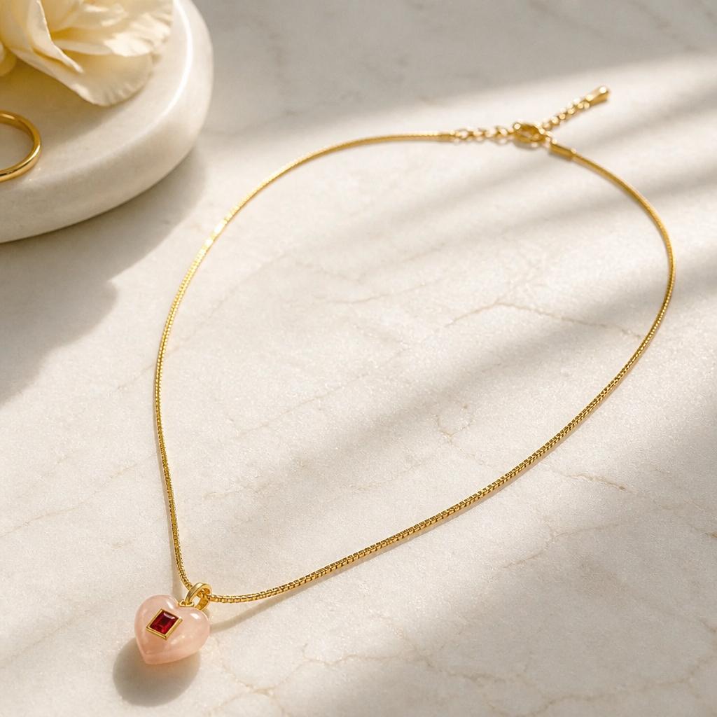Rosé Heart Necklace | Waterproof Gold Jewellery Australia