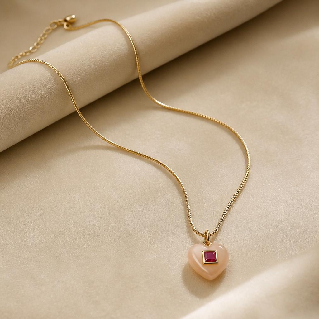 Rosé Heart Necklace | Waterproof Gold Jewellery Australia