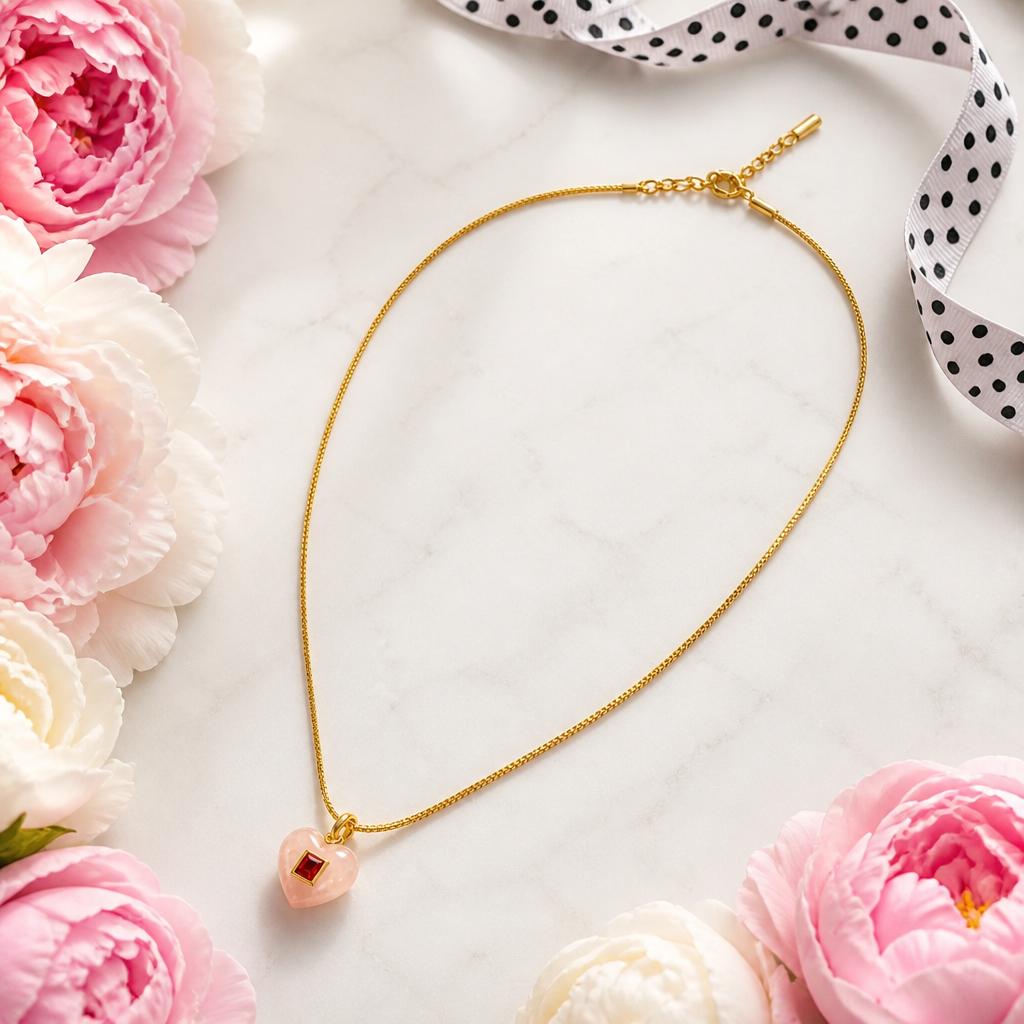 Rosé Heart Necklace | Waterproof Gold Jewellery Australia