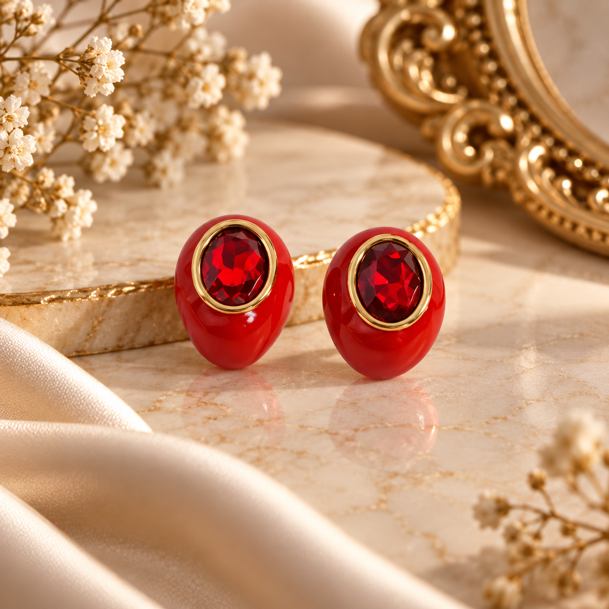Ruby Rouge Waterproof Vintage Stud Earrings