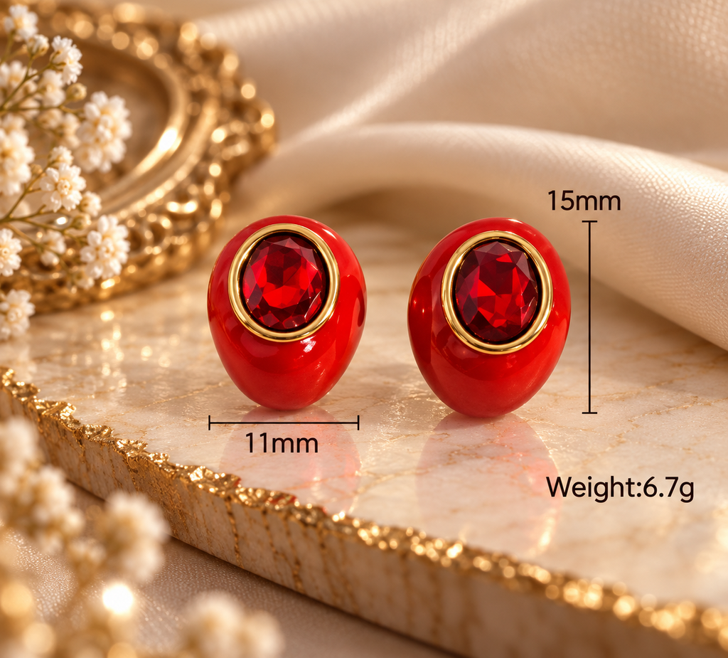 Ruby Rouge Waterproof Vintage Stud Earrings