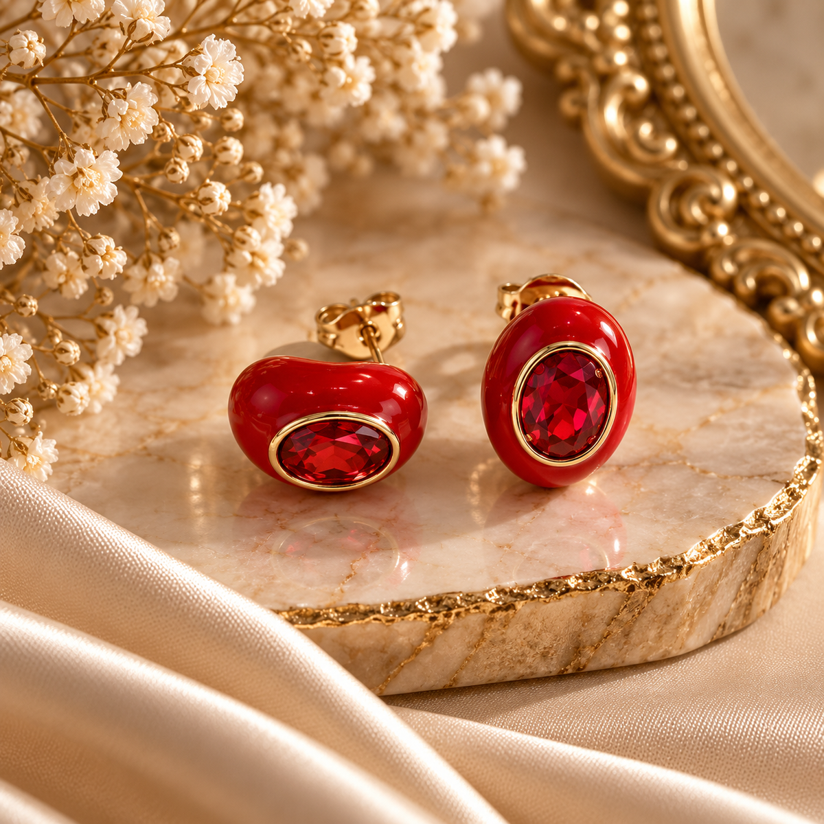 Ruby Rouge Waterproof Vintage Stud Earrings