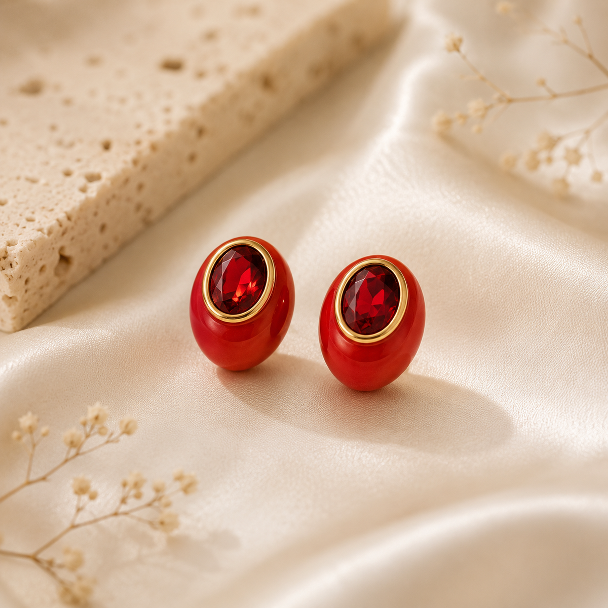 Ruby Rouge Waterproof Vintage Stud Earrings