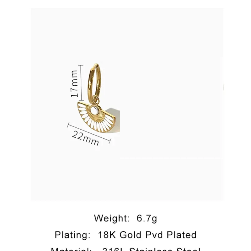 Sector Enamel White Gold Earrings