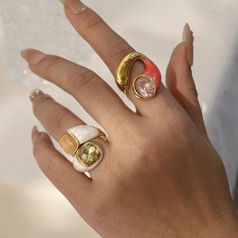 Solenne Square Glow Gold plated Ring