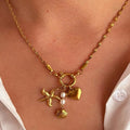 Gold Plated Starfish Shell Heart Shaped Necklace
