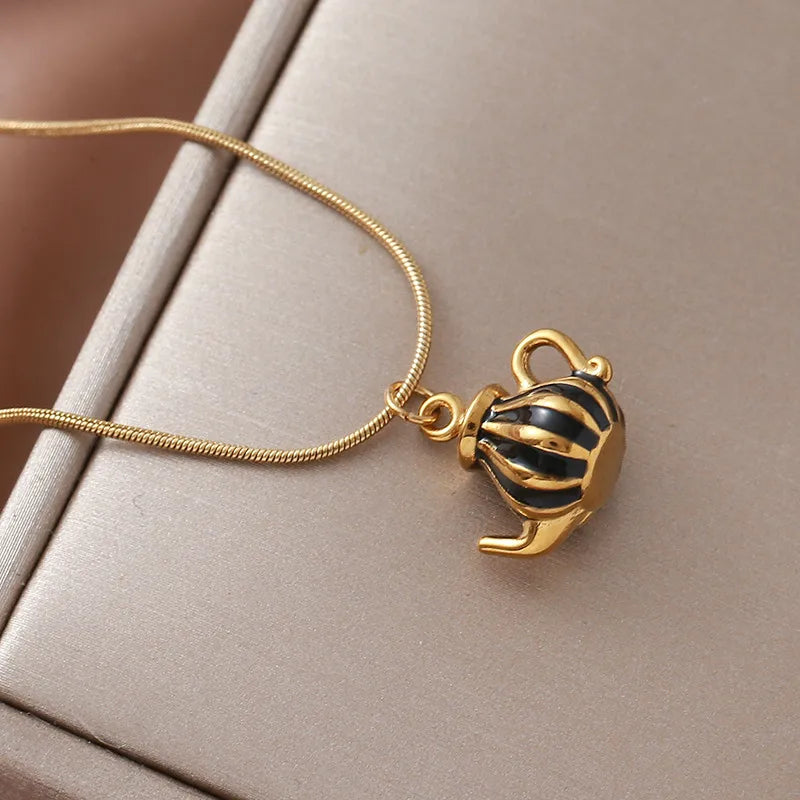 Teapot Gold Plated Pendant Necklace