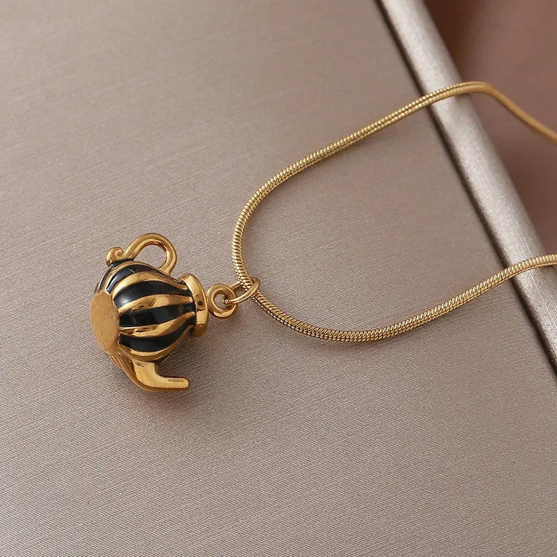 Teapot Gold Plated Pendant Necklace