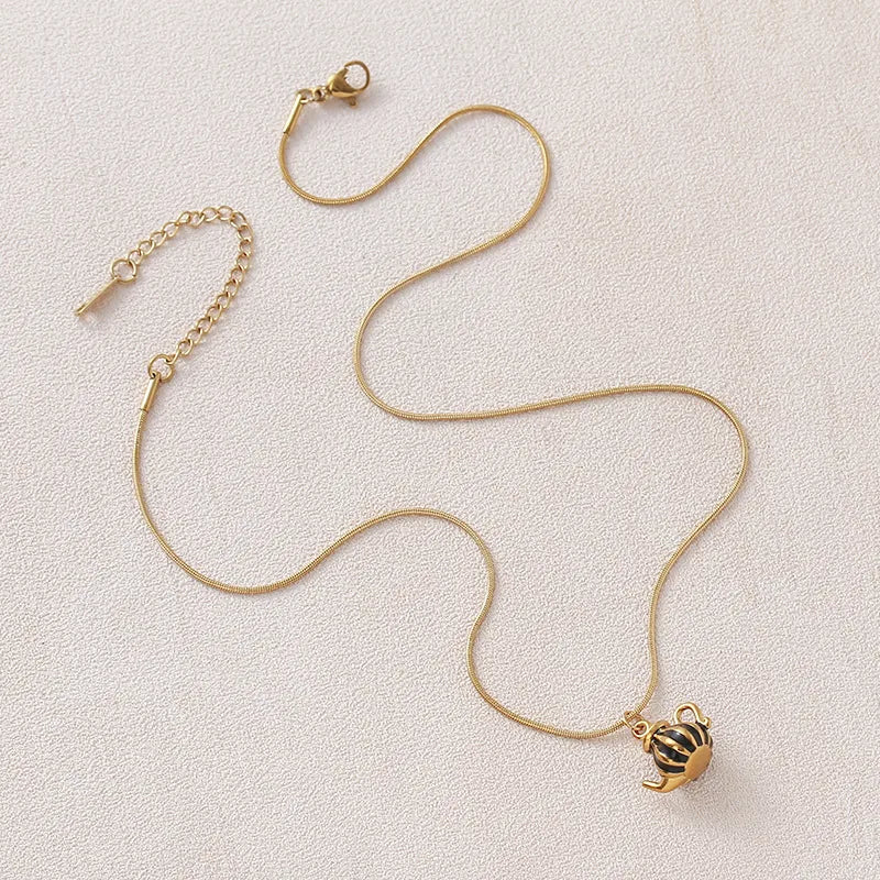 Teapot Gold Plated Pendant Necklace