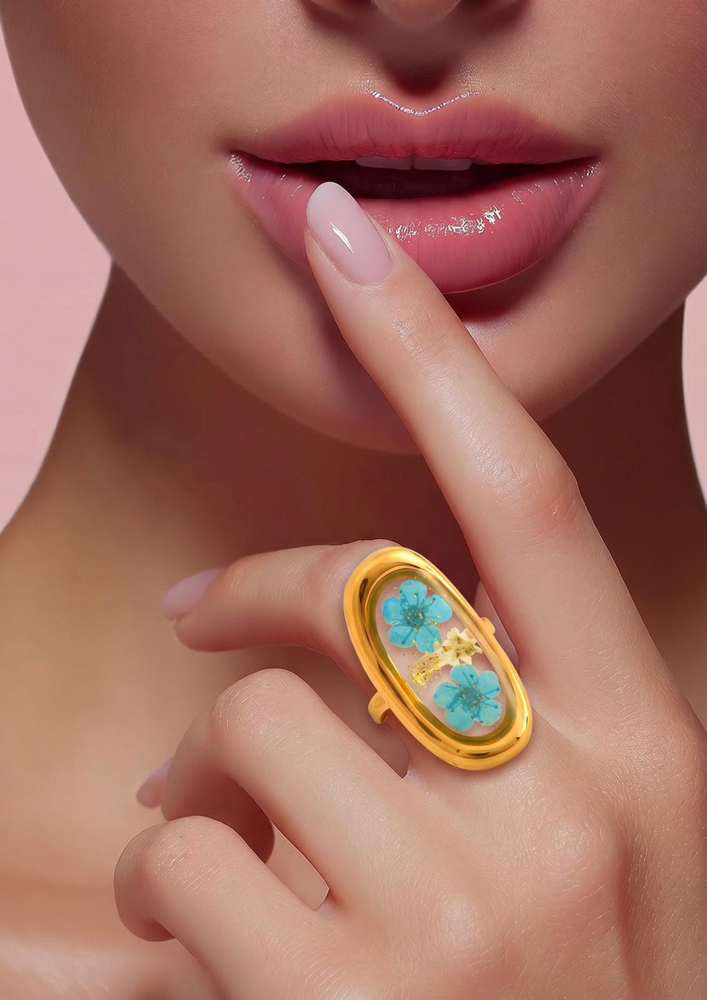 Gold Petal Resin Statement Ring | Elegant Floral Gold Fashion Jewellery