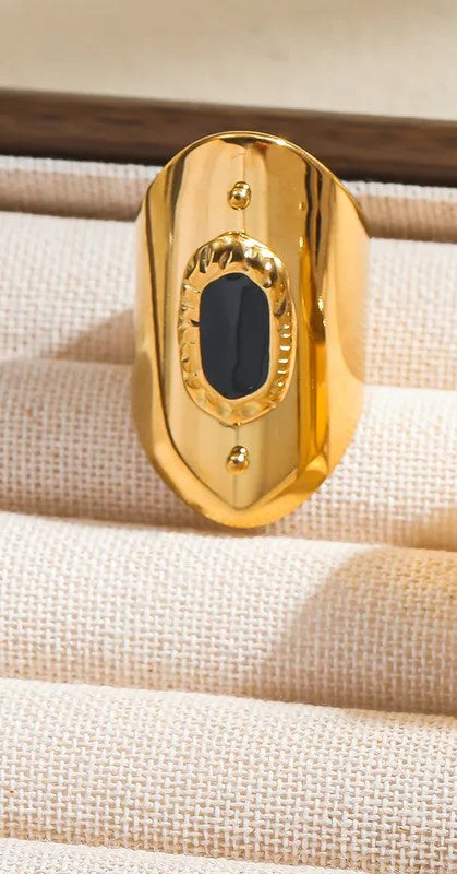 Midnight Luxe Signet Gold waterproof Ring
