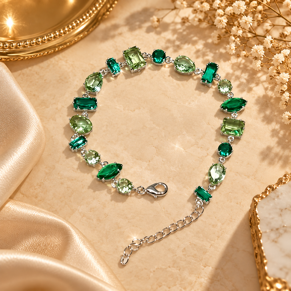 Verdelle Green Crystal Bracelet | Aurelia Co. Australia